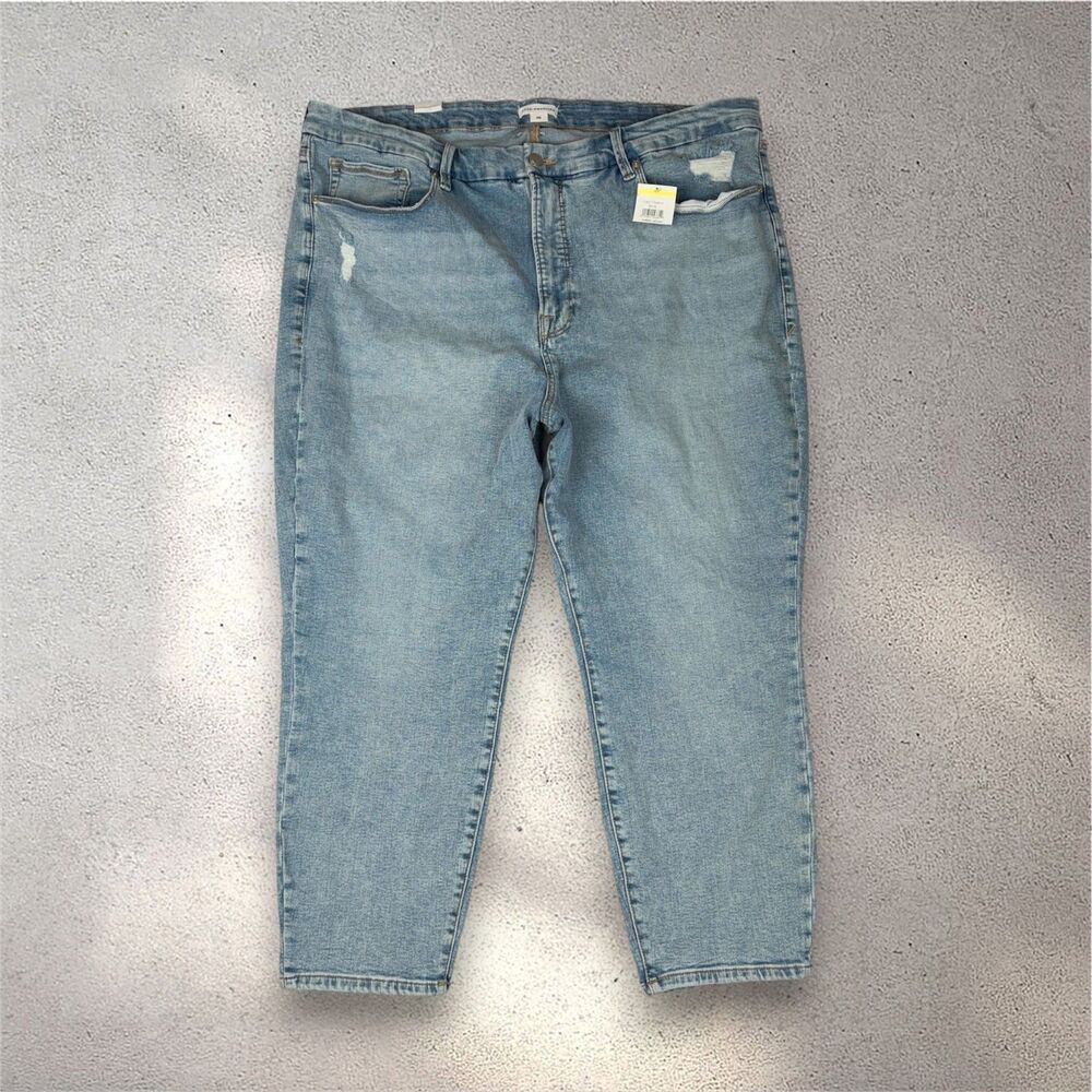 Good American Good Waist Skinny Crop Jeans Women's 26 Plus Light Wash Denim NWOT
